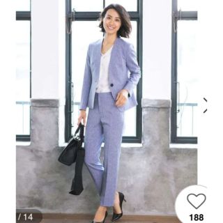 INDIVI - インディヴィ 3点 スーツセット パンツ スカート ノーカラー