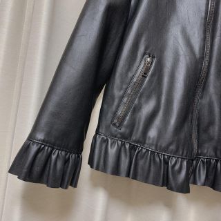 【新品未使用】ZARA 七分袖フリルレザージャケット