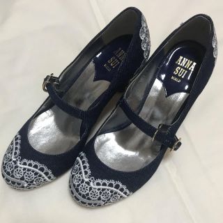 アナスイ(ANNA SUI)のANNA SUI デニム地レース柄パンプス(ハイヒール/パンプス)