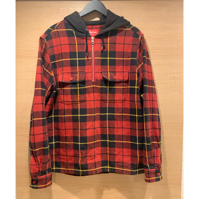 Supreme Hooded Plaid Half Zip Shirt