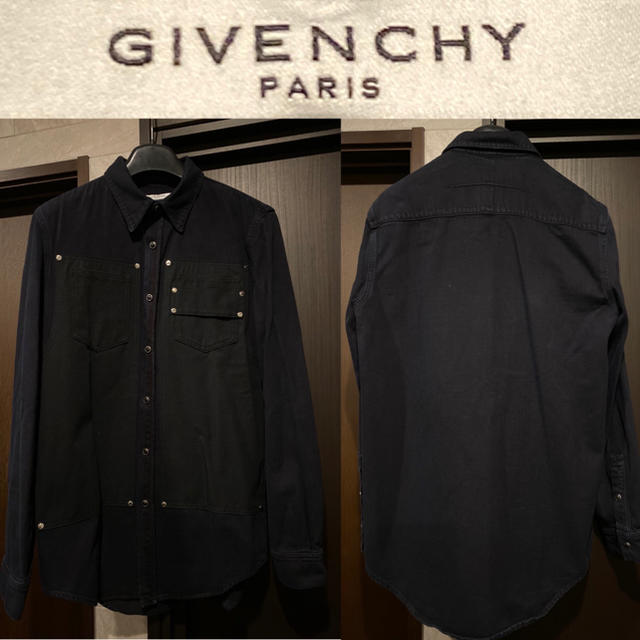 GIVENCHY（ジバンシイ）ブラックデニムシャツ メンズ M ブラック 長袖