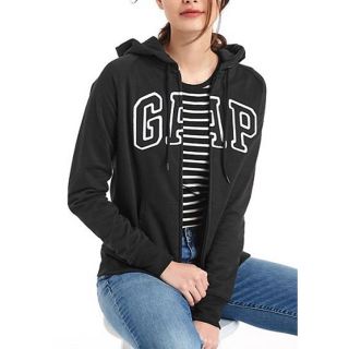 ギャップ(GAP)のGap ギャップ　フリース　パーカー　裏起毛　レディース  黒　ブラック　ロゴ(パーカー)