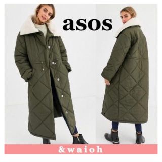 エイソス(asos)のASOS＊ボア 襟 キルティング ファー マキシコート(ロングコート)