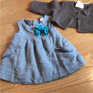 ザラキッズ(ZARA KIDS)のZARA baby ウールワンピース 74㎝  カーディガン セット(ワンピース)