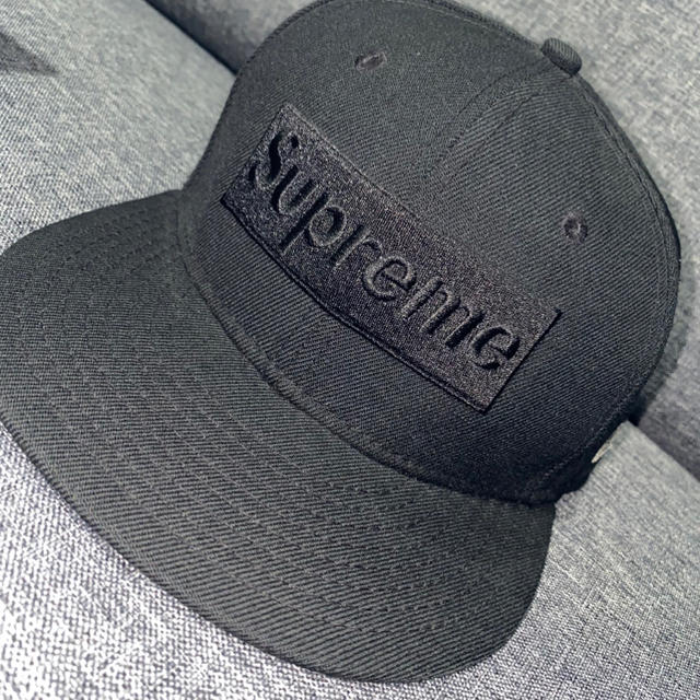 Supreme tonal box logo new era 7 1/4 黒帽子