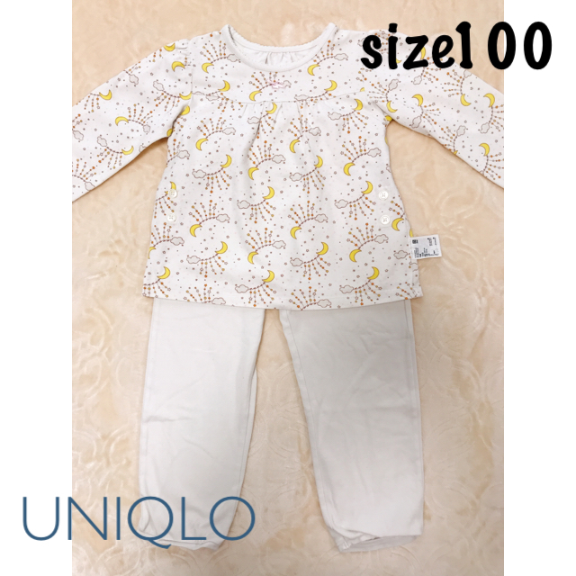 UNIQLO(ユニクロ)のUNIQLO サイズ100 夜空 白 パジャマ  キッズ/ベビー/マタニティのキッズ服女の子用(90cm~)(パジャマ)の商品写真