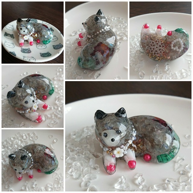 グレー猫ちゃん(ФωФ)????オルゴナイト 送料サービス 雑貨