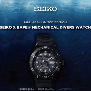 アベイシングエイプ(A BATHING APE)のSEIKO BAPE MECHANICAL DIVERS WATCH BLACK(腕時計(アナログ))