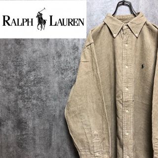 ラルフローレン(Ralph Lauren)の【激レア】ラルフローレン☆ワンポイント刺繍ロゴ太畝コーデュロイシャツ 90s(シャツ)