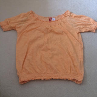 エイチアンドエム(H&M)のH&M オレンジ シフォンTシャツ(Tシャツ(半袖/袖なし))