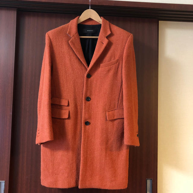 AMERICAN RAG CIE(アメリカンラグシー)のオレンジ　ハリスツイードコート メンズのジャケット/アウター(チェスターコート)の商品写真