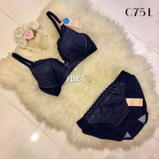 アモスタイル(AMO'S STYLE)のC75♥︎アモスタイルbyトリンプ デイジーレース 夢みるブラ ノンワイヤー(ブラ&ショーツセット)