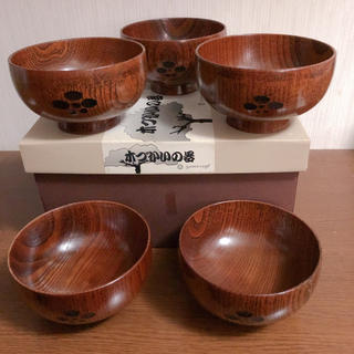 木づかいの器　木製汁椀５個セット(漆芸)