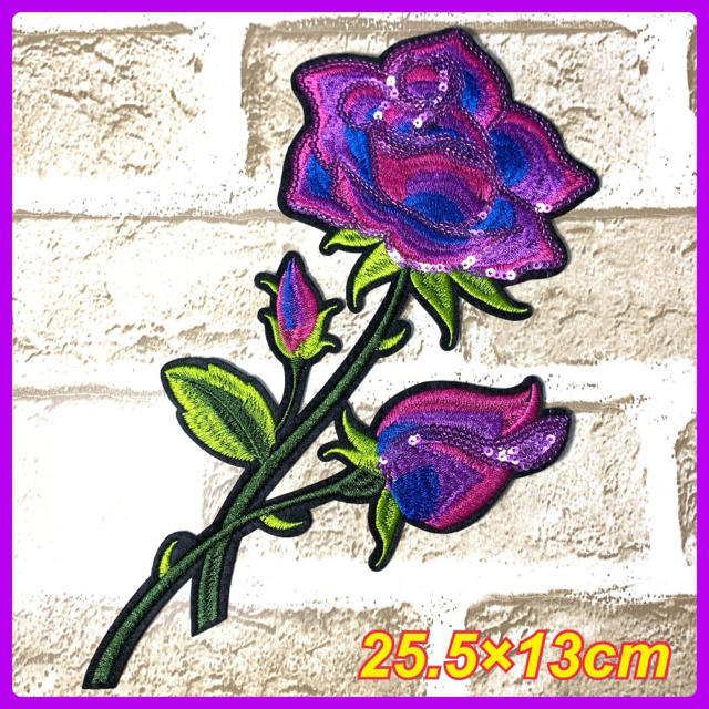 薔薇 バラ ワッペン パープル アイロン 紫色 スパンコール ローズ リメイクの通販 By Tttttttttt Shop ラクマ