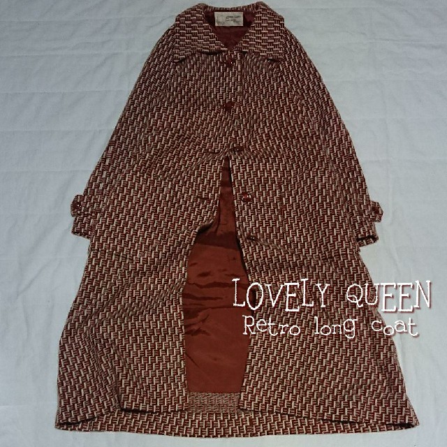 ラブリークィーン LOVELY QUEEN レトロ柄ウール混ロングコート レディースのジャケット/アウター(ロングコート)の商品写真