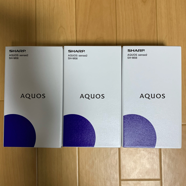 AQUOS(アクオス)の未開封　AQOUS sense2 SH-M08 3台セット スマホ/家電/カメラのスマートフォン/携帯電話(スマートフォン本体)の商品写真