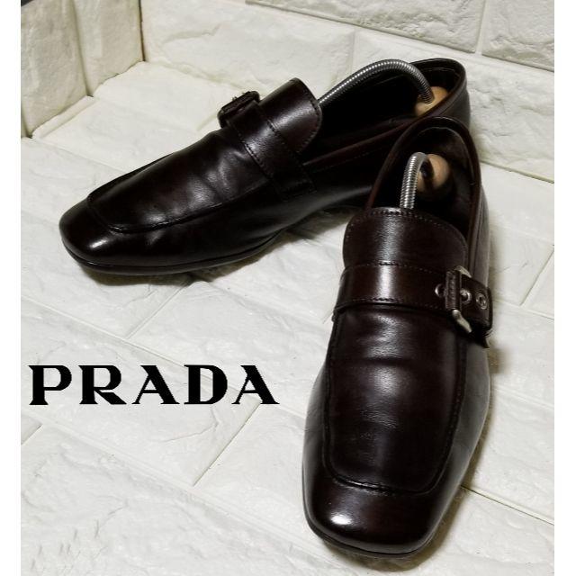 【PRADA】シングルモンクsize8 (約27.5cm）黒茶