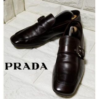 プラダ(PRADA)の【PRADA】シングルモンクsize8 (約27.5cm）黒茶(ドレス/ビジネス)