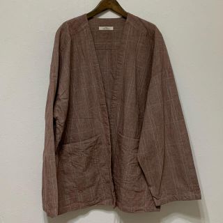 ネストローブ(nest Robe)のコットンリネングレンチェックハオリ(ノーカラージャケット)