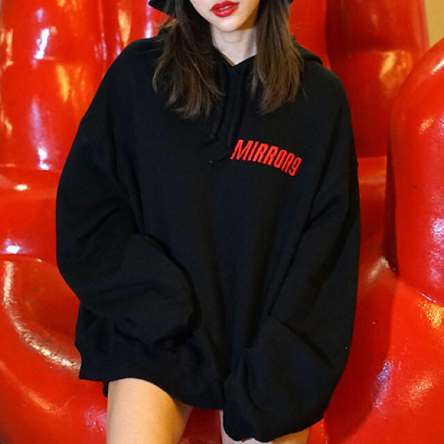 MIRROR9 Embroidery logo hoodie レッド　L