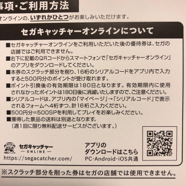 SEGA(セガ)のセガサミー株主優待券1000円分 チケットの施設利用券(遊園地/テーマパーク)の商品写真