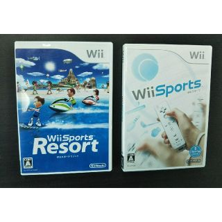 ウィー(Wii)のWiiソフト2本セット Wiiスポーツ Wiiスポーツリゾート(家庭用ゲームソフト)
