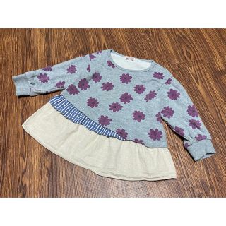 ブランシェス(Branshes)のbranshes ブランシェス　グレー　花柄　重ね着風　スウェット　90(Tシャツ/カットソー)