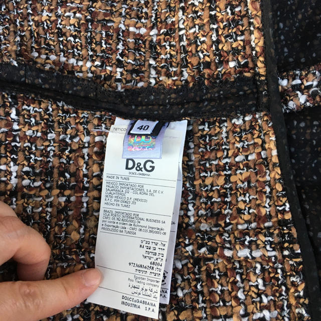 未使用 未着 D&G ディーアンドジー 絹 毛混 ツイードシースルーワンピース