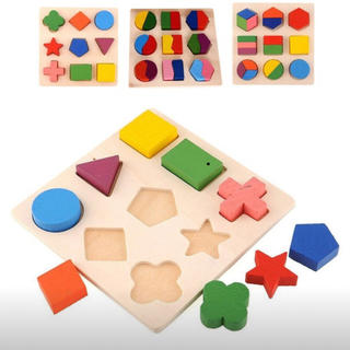 モンテッソーリ 知育玩具 木製パズル 3枚組(知育玩具)