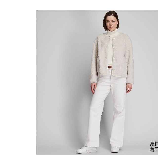 UNIQLO(ユニクロ)の【新品】ボアフリースクルーネックカーディガン オフホワイト 《ユニクロ》 レディースのジャケット/アウター(ノーカラージャケット)の商品写真