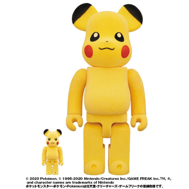 MEDICOM TOY(メディコムトイ)のbe@rbrick ピカチュウ フロッキーver. 100&400% エンタメ/ホビーのフィギュア(その他)の商品写真