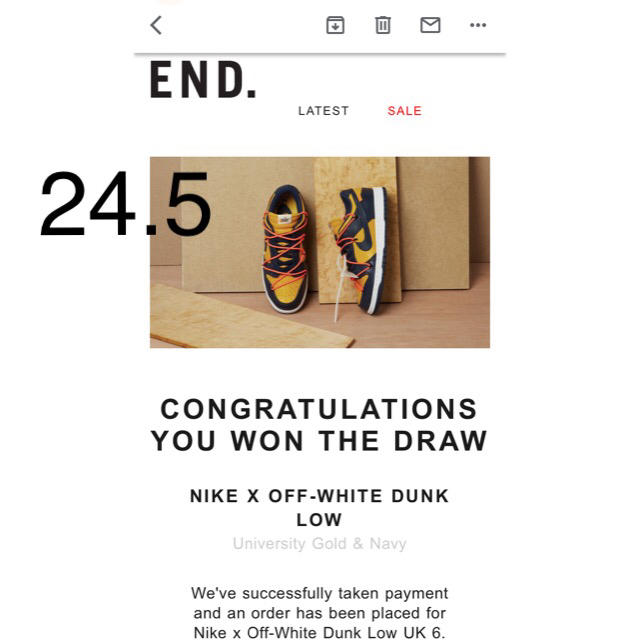 超安い】 NIKE - nike dunk low off white ナイキ ダンク オフホワイト