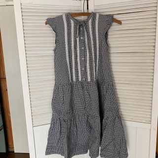 フェリシモ(FELISSIMO)のS／S   ギンガムチェックワンピース　USED美品　140(ワンピース)