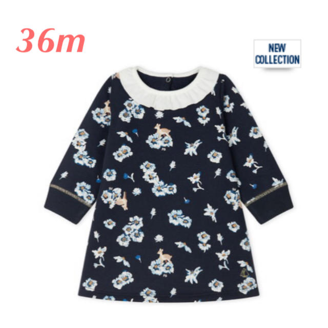 PETIT BATEAU(プチバトー)のプチバトー 2019AW スウェットプリントワンピース　36m  キッズ/ベビー/マタニティのキッズ服女の子用(90cm~)(ワンピース)の商品写真