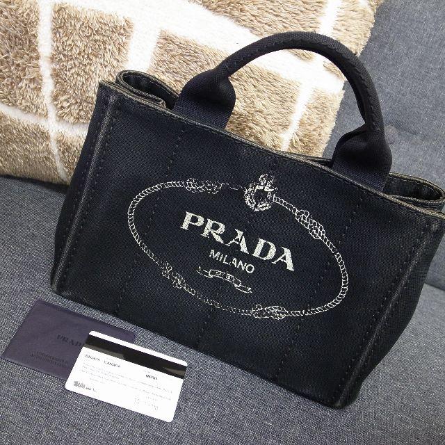 PRADA(プラダ)の正規品☆プラダ　ミニカナパ　カナパトート　ハンドバッグ　黒　バッグ　財布　小物 レディースのバッグ(ハンドバッグ)の商品写真