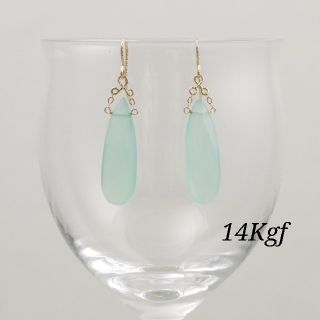 ライトグリーンカルセドニー❤︎ピアス ～14Kgf～(ピアス)