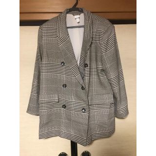 エイチアンドエム(H&M)のH&M 千鳥柄 テーラードジャケット ブラウン 茶色(テーラードジャケット)