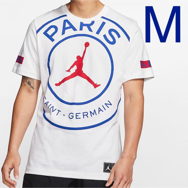 NIKE(ナイキ)の【新品Mサイズ】NIKE PSG Jordan コラボ 白Tシャツ　2020年 メンズのトップス(Tシャツ/カットソー(半袖/袖なし))の商品写真