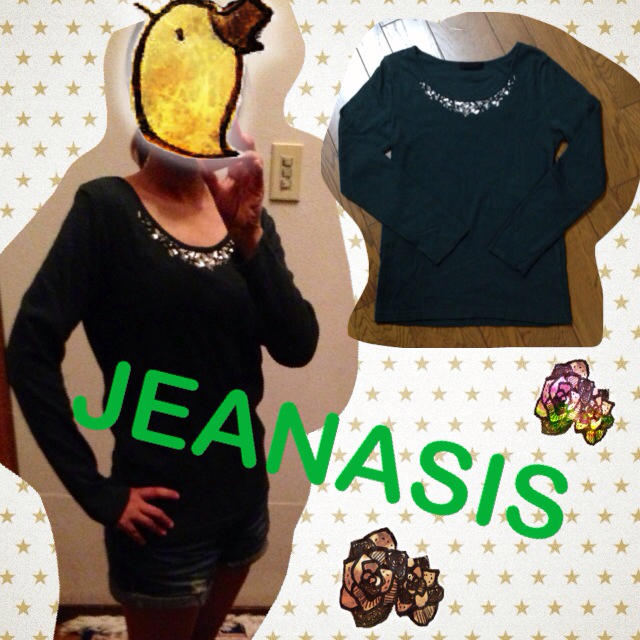 JEANASIS(ジーナシス)の長袖ビジュー付Tシャツ☆ レディースのトップス(Tシャツ(長袖/七分))の商品写真