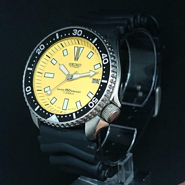 SEIKO - セイコー 7002 自動巻き 黄色文字盤 ダイバー 回転ベゼル メンズ 腕時計の通販 by のんさん's shop｜セイコーならラクマ