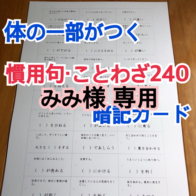 体の一部がつく慣用句 ことわざ240 カット前 他5点 語学 参考書