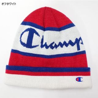 チャンピオン(Champion)の新品 F champion チャンピオン リブ ニット キャップ ビーニー 白(ニット帽/ビーニー)