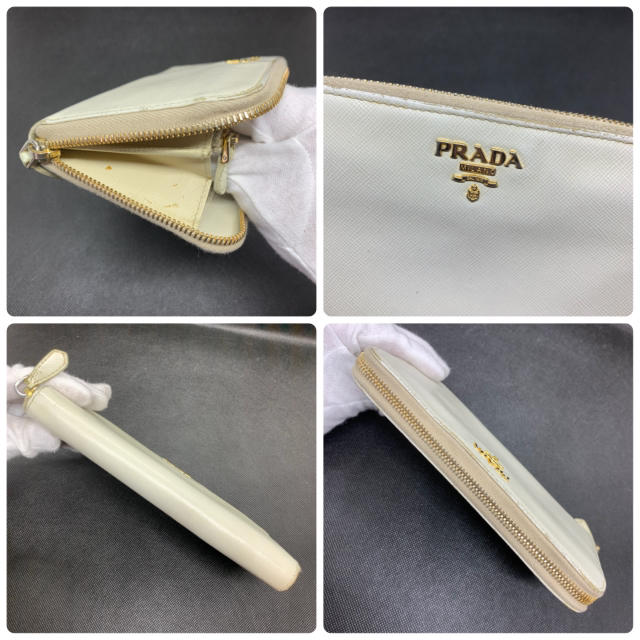 PRADA(プラダ)のPRADA プラダ 長財布 ラウンドジップ サフィアーノ アイボリー 白系 レディースのファッション小物(財布)の商品写真