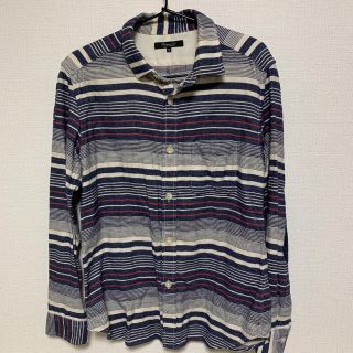 ユナイテッドアローズ(UNITED ARROWS)の【ユナイテッドアローズ】 良品　ボーダー ネルシャツ M 白×紺系(シャツ)