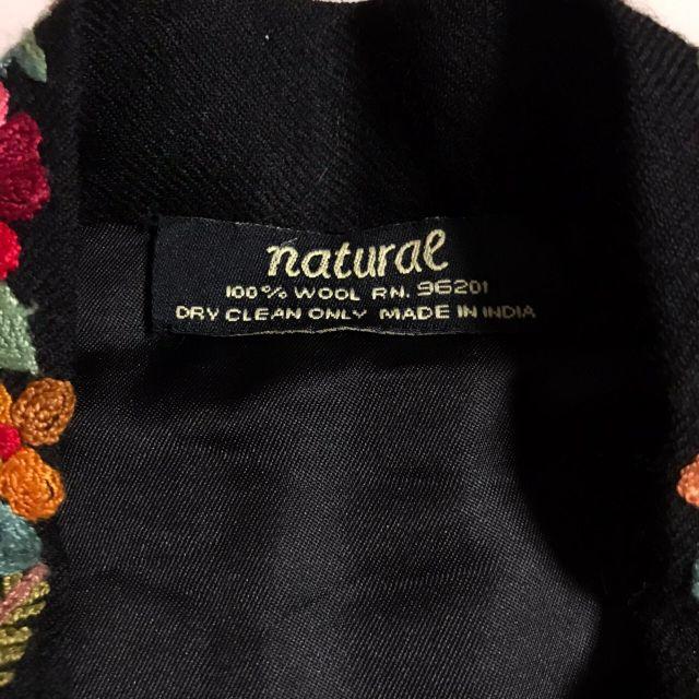インド製 花柄 刺繍 ノーカラー ジャケット チャイナ風 カンフー 黒 ブラック