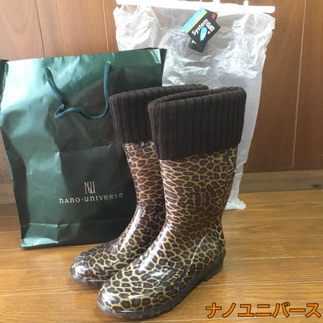 美品】ナノユニバース/防寒/レインブーツ(ヒョウ柄/レオパード ... 【美品】ナノユニバース/防寒/レインブーツ(ヒョウ柄/レオパード )