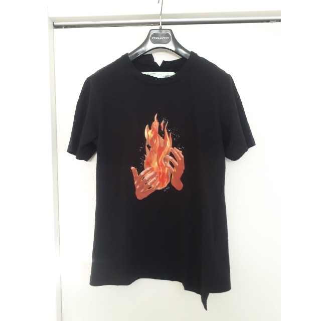 OFF-WHITE　18SS DIAG FIRE　オフホワイトTシャツ　サイズS