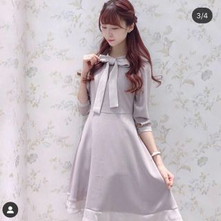 エブリン(evelyn)のAnmille Evelyn  新品🌸バイカラーリボン ワンピース(ひざ丈ワンピース)