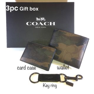 コーチ(COACH)の【新品未使用】coach ギフトボックス3点セット【カモフラ/迷彩】(折り財布)