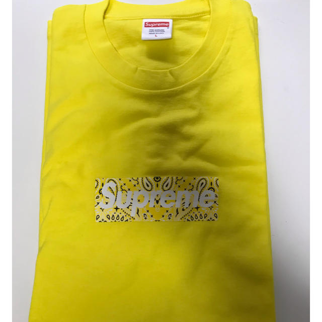 Tシャツ/カットソー(半袖/袖なし)Supreme Bandana Box Logo Tee 黄色　yellow L